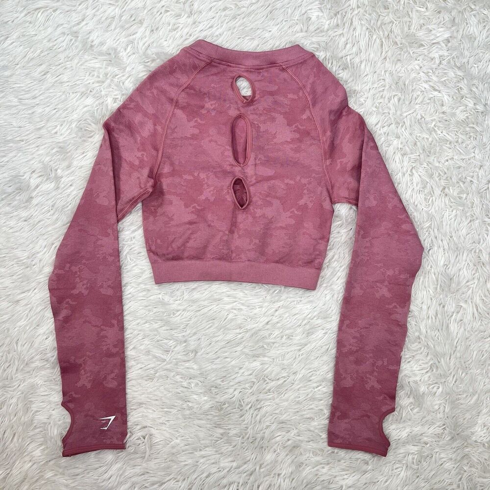 Gymshark Long Sleeve Women's Pink Pullover Crop Top Workout‎ Gym Size Small - Picture 6 of 6
